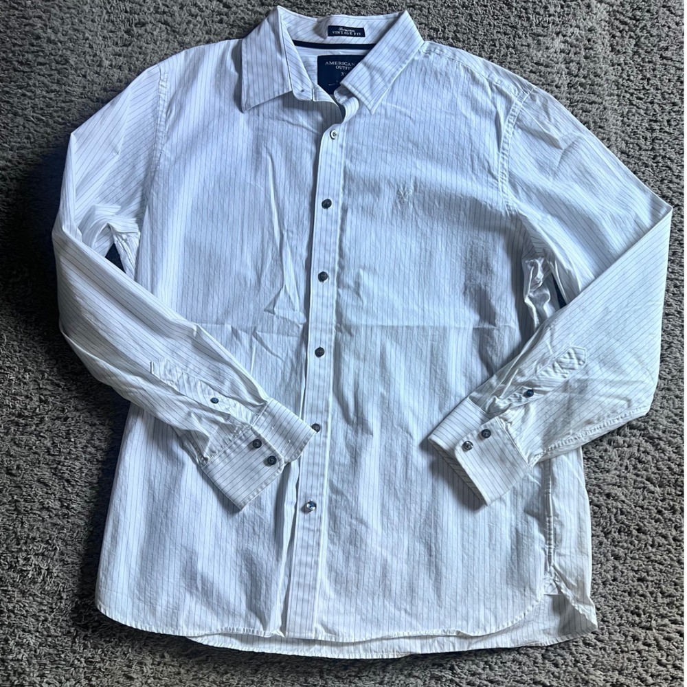 American Eagle Men's Premium Vintage Fit Pinstripe Button Down Shirt XL